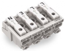 Mains connection terminal, 4 pole, 0.5-2.5 mm², clamping points: 20, white, push-in wire connection, 24 A