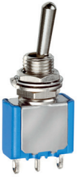 Toggle switch, metal, 1 pole, latching, On-Off-On, 4 A/30 VDC, silver-plated, 5639AKB