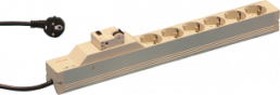 Socket Strip, SCHUKO, 6 Sockets, 19", With FaultCurrent Protection and Overcurrent Protection