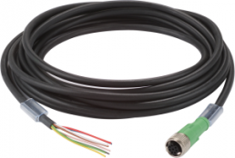 Sensor actuator cable, M12-cable socket, straight to open end, 8 pole, 5 m, PUR, black, 2 A, 960 000 47