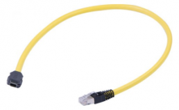 Patch cable, ix industrial type A plug, straight to RJ45 plug, straight, Cat 6A, S/FTP, PVC, 0.3 m, yellow