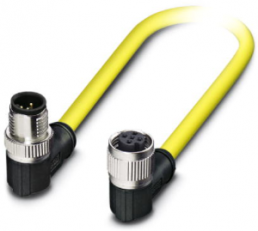 Sensor actuator cable, M12-cable plug, angled to M12-cable socket, angled, 5 pole, 0.5 m, PVC, yellow, 4 A, 1406163