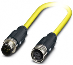 Sensor actuator cable, M12-cable plug, straight to M12-cable socket, straight, 5 pole, 0.5 m, PVC, yellow, 4 A, 1406133