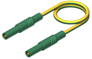 Measuring lead with (4 mm plug, spring-loaded, straight) to (4 mm plug, spring-loaded, straight), 1 m, yellow/green, PVC, 2.5 mm², CAT III