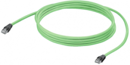System cable, M12-plug, straight to M12-plug, straight, Cat 5, SF/UTP, PUR, 5 m, green
