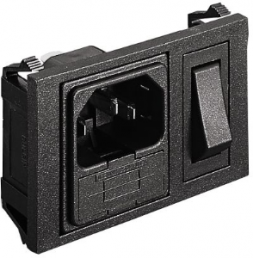 Plug C14, 3 pole, screw mounting, plug-in connection, black, BZH01/Z0000/02