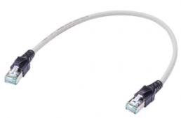 Patch cable, RJ45 plug, straight to RJ45 plug, straight, Cat 6A, PUR, 0.3 m, gray