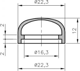 Bend protection grommet, cable Ø 16.3 mm, L 12 mm, neoprene, black