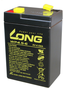 Lead-battery, 6 V, 4.5 Ah, 70 x 47 x 101 mm, faston plug 4.8 mm