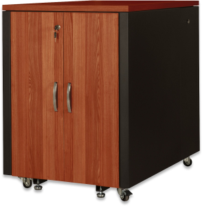 17 HE SOUNDproof cabinet, wood look cherry, (H x W x D) 1000 x 750 x 1130 mm, IP20, sheet steel, black, DN-19 17U-SO-C