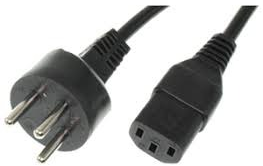 Device connection line, Israel, plug type H, angled on C19 jack, straight, H05VV-F3G1.5mm², black, 2.5 m