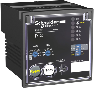 Residual current protection relay, Vigirex RH197P, 30 mA to 30 A, 380 VAC to 415 VAC 50/60 Hz, alarm 50% IDn