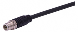 Sensor actuator cable, M12-cable plug, straight to open end, 4 pole, 0.2 m, Elastomer, black, 09482200011002