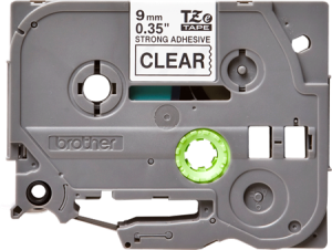 Labelling tape cartridge, 9 mm, tape transparent, font black, 8 m, TZE-S121