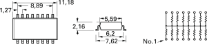 Resistor network, 1 MΩ, 0.08 W, ±2 %, 15 resistors, SOMC 1601 2% 105G