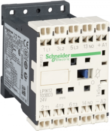 Power contactor, 3 pole, 12 A, 400 V, 3 Form A (N/O), coil 24 VDC, spring-clamp connection, LP1K12013BD3