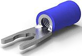 Insulated forked cable lug, 1.25-2 mm², AWG 16, 4.17 mm, M4, blue