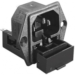 Combination element C14, 3 pole, screw mounting, plug-in connection, black, PF0030/63