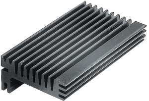 Extruded heatsink, 1000 x 55 x 28 mm, 6.2 to 2.8 K/W, black anodized