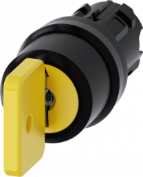 Key switch O.M.R, unlit, latching, waistband round, yellow, 45°, trigger position 0 + 1 + 2, mounting Ø 22.3 mm, 3SU1000-4JL11-0AA0