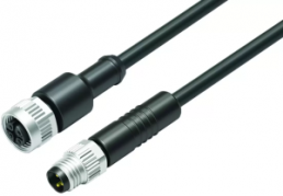 Sensor actuator cable, Cable plug, straight to cable socket, straight, 3 pole, 1 m, PUR, black, 4 A, 77 3430 3405 50003-0100