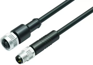 Sensor actuator cable, Cable plug, straight to cable socket, straight, 4 pole, 2 m, PUR, black, 4 A, 77 3430 3405 50004-0200