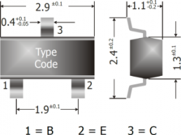 Bipolar junction transistor, NPN, 100 mA, 45 V, SMD, SOT-23, BC847B