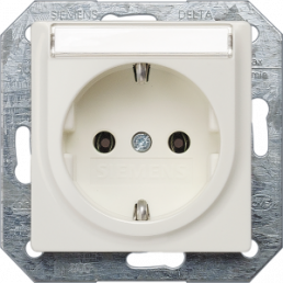 German schuko-style socket outlet with label field, white, 16 A/250 V, Germany, IP20, 5UB1515