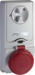 CEE surface-mounted socket, 3 pole, 16 A/380-415 V, red, 9 h, IP65, 82184