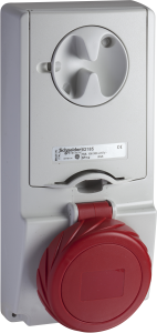 CEE surface-mounted socket, 4 pole, 32 A/380-415 V, red, 6 h, IP65, 82196