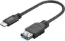 USB 3.0 adapter cable, USB plug type C to USB socket type A, 0.2 m, black, 67894