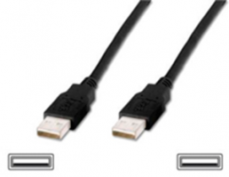 USB 2.0 Connection line, USB plug type A to USB plug type A, 1 m, black