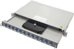 FO patch panel, 24 x ST adapter, (W x H x D) 482 x 44 x 300 mm, gray, 100021683