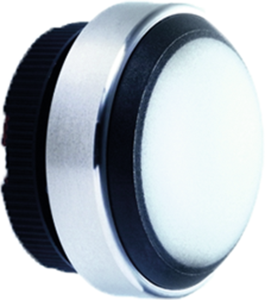 Pushbutton, illuminable, groping, waistband round, white, front ring black, mounting Ø 22.3 mm, 1.30.280.001/2301