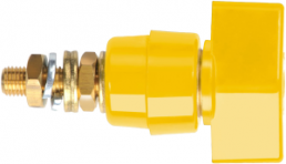 Pole terminal, 4 mm, yellow, 1000 V, 63 A, screw connection, nickel-plated, POL 631 / GE