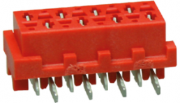 Socket header, 12 pole, pitch 1.27 mm, straight, red, 8-188275-2