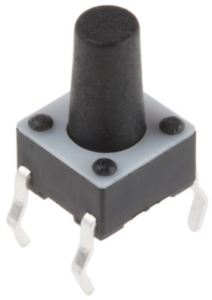 Short-stroke pushbutton, 1 Form A (N/O), 50 mA/24 VDC, unlit , actuator (black, L 5.9 mm), 1.56 N, THT