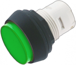 Pushbutton, illuminable, groping, waistband round, green, front ring black, mounting Ø 16.2 mm, 1.30.070.071/1505