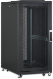 26 HE server cabinet, perforated steel doors, (H x W x D) 1340 x 600 x 1000 mm, IP20, sheet steel, black, DN-19 SRV-26U-B-1