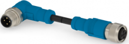 Sensor actuator cable, M12-cable plug, angled to M12-cable plug, straight, 4 pole, 5 m, PVC, black, 4 A, T4162213004-005