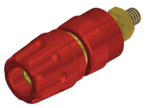 Pole terminal, 4 mm, red, 30 VAC/60 VDC, 35 A, screw connection, gold-plated, PKI 10 A RT AU