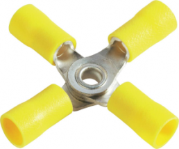 Insulated 4-fold cable lug, 4.0-6.0 mm², AWG 12 to 10, 4 mm, M4, yellow