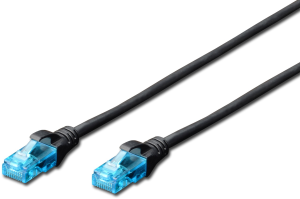 Patch cable, RJ45 plug, straight to RJ45 plug, straight, Cat 5e, U/UTP, PVC, 5 m, black