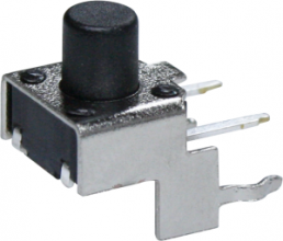 Short-stroke pushbutton, 1 Form A (N/O), 50 mA/12 VDC, unlit , actuator (black, L 3.85 mm), 1.6 N, THT