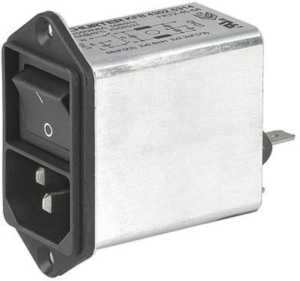 IEC plug C14, 50 to 60 Hz, 10 A, 250 VAC, 300 µH, faston plug 6.3 mm, 4302.5315