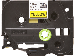 Labelling tape cartridge, 18 mm, tape yellow, font black, 8 m, TZE-FX641