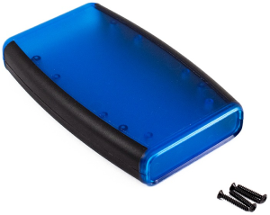 ABS handheld enclosure, (L x W x H) 147 x 89 x 25 mm, blue/transparent, IP54, 1553DTBUBK