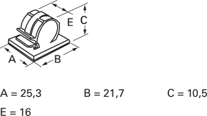 Mounting clamp, max. bundle Ø 6.2 mm, polyamide, light gray, self-adhesive, (L x W x H) 21.7 x 25.3 x 10.5 mm