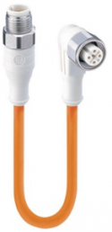 Sensor actuator cable, M12-cable plug, straight to M12-cable socket, angled, 4 pole, 15 m, TPE, orange, 4 A, 934737018