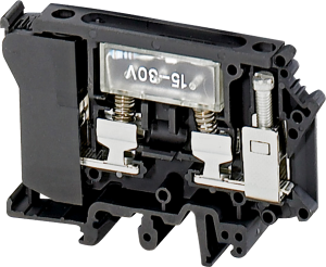 Fuse disconnect terminal block, 2 pole, 0.5-16 mm², clamping points: 2, black, screw connection, 10 A